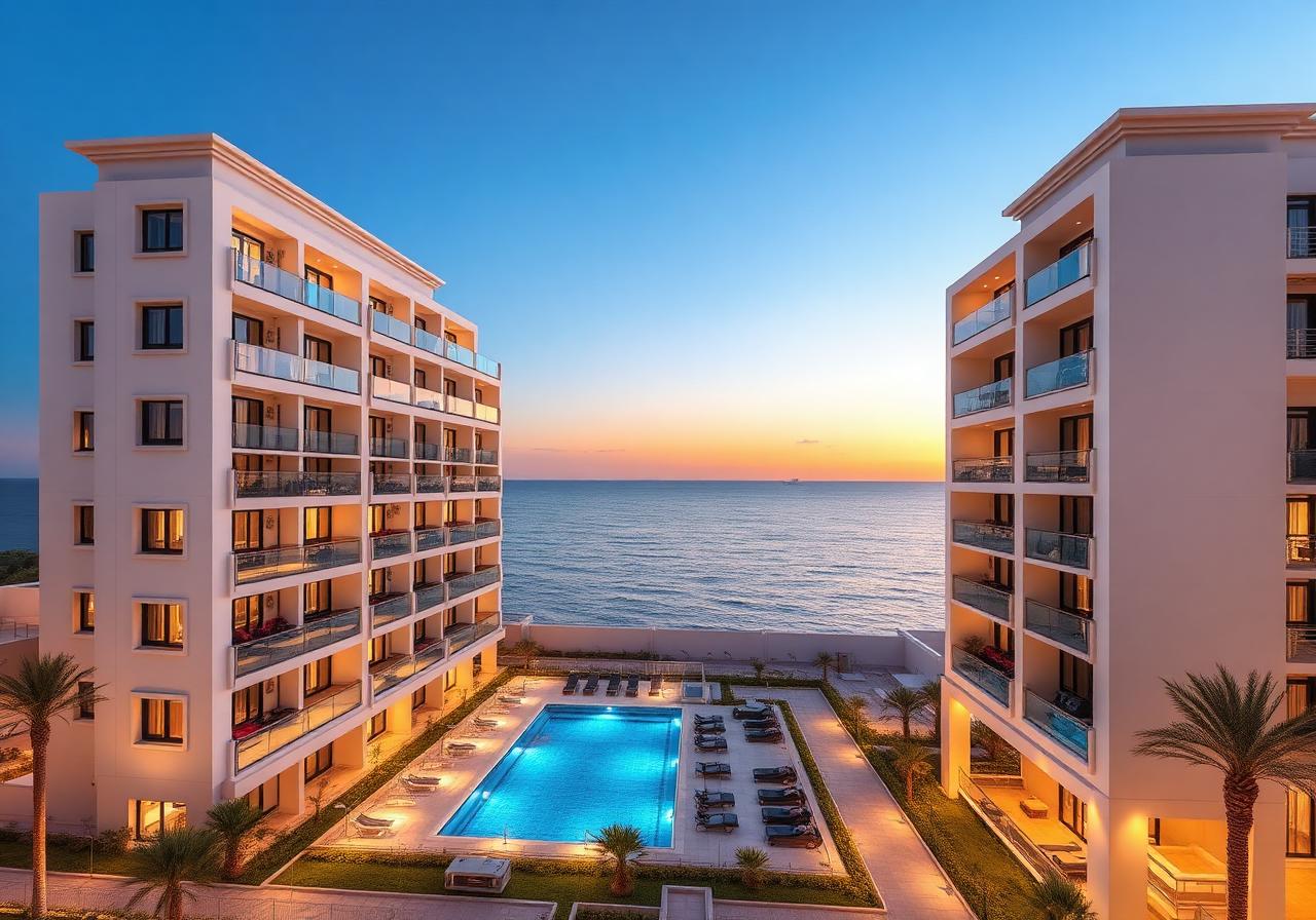Modern appartementencomplex aan de kust van Muscat, Oman